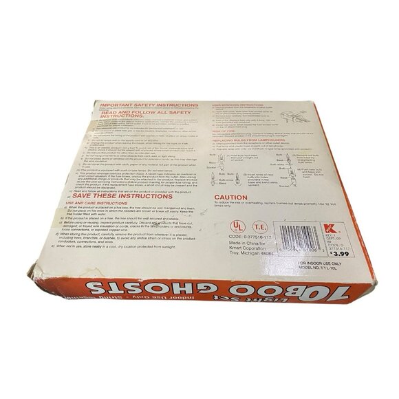 Vintage Halloween Ghost “Boo” String Lights Blow Mold Set Of 10 Pumpkin Time Box - Picture 3 of 5